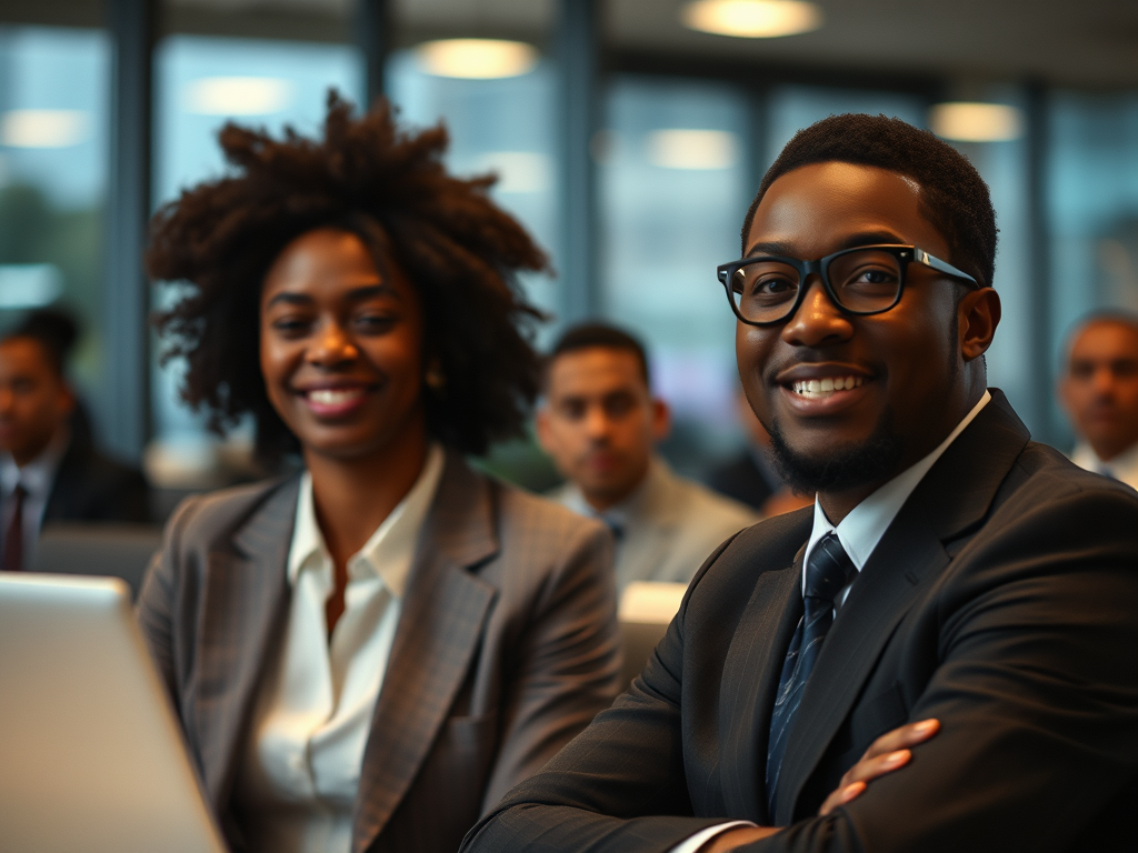 Afro or Black individuals in business or professional settings